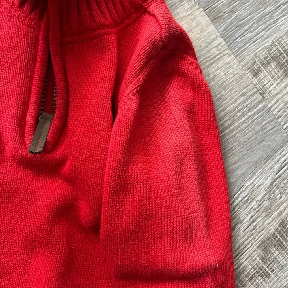 Carters Chunky Sweater Bright Coral Ribbed, Warm Quarter Zip Sweater Kids Sz 6